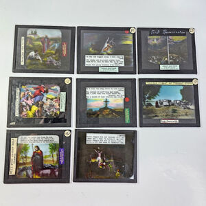 Antique Magic Lantern Slides Lot of 8 Religious Biblical Christian Jesus